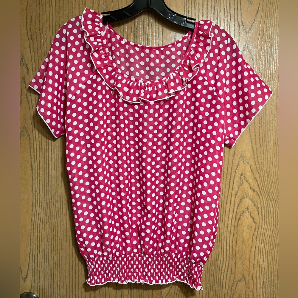 Red Polka Dot Ruffle Top
